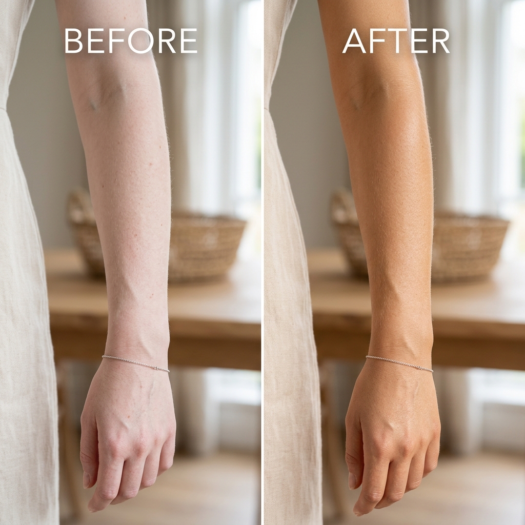 Efekt przed i po opalaniu natryskowym